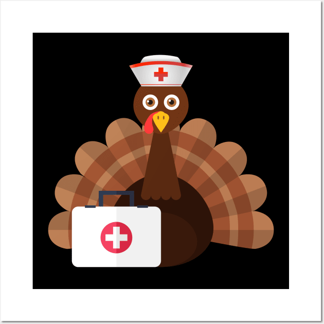 Nurse Turkey TShirt Thanksgiving Shirt For Nurses Wall Art by Walkowiakvandersteen